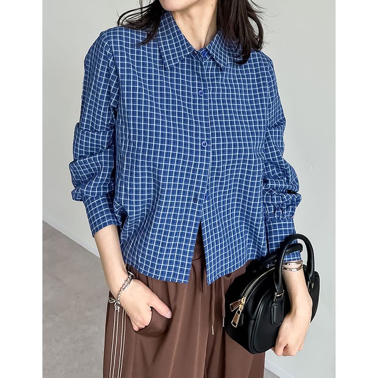 無地orチェック柄クロップドシャツ | Re:EDIT | 詳細画像2 