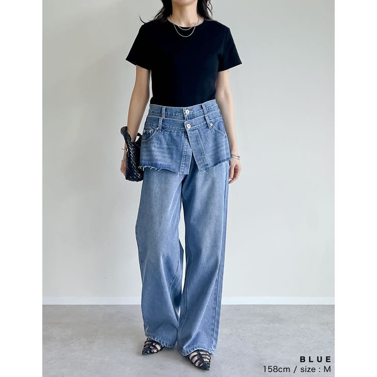 [低身長/高身長サイズ有]コットンデニムスカートレイヤードライクパンツ | Re:EDIT | 詳細画像11 