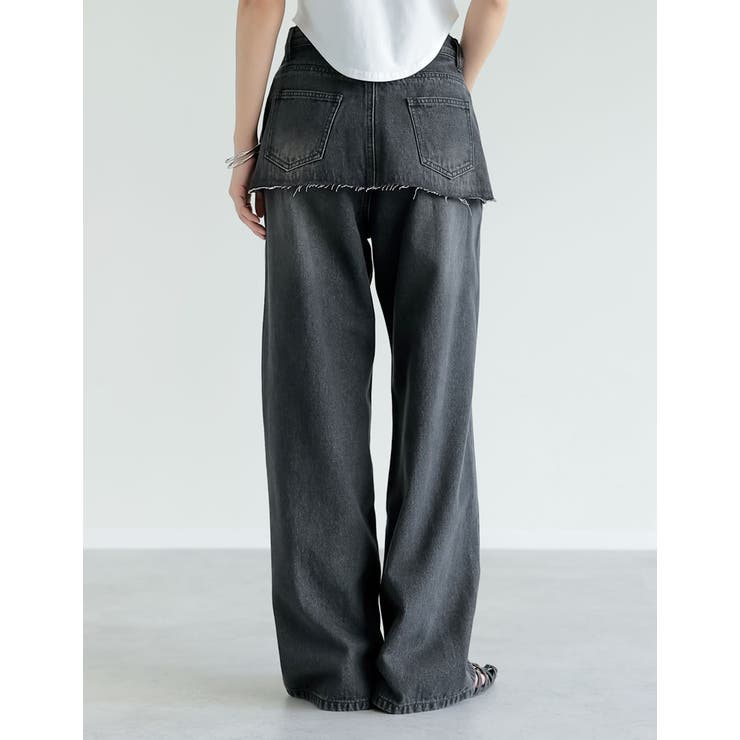 [低身長/高身長サイズ有]コットンデニムスカートレイヤードライクパンツ | Re:EDIT | 詳細画像14 