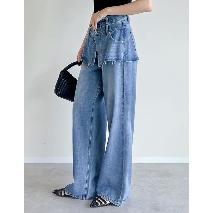 [低身長/高身長サイズ有]コットンデニムスカートレイヤードライクパンツ | Re:EDIT | 詳細画像22 