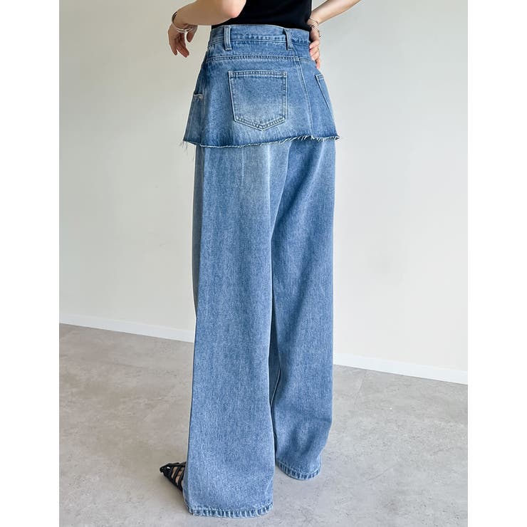 [低身長/高身長サイズ有]コットンデニムスカートレイヤードライクパンツ | Re:EDIT | 詳細画像23 