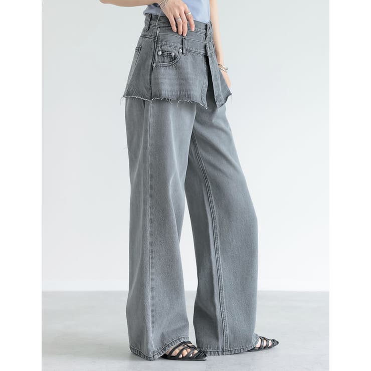 [低身長/高身長サイズ有]コットンデニムスカートレイヤードライクパンツ | Re:EDIT | 詳細画像28 