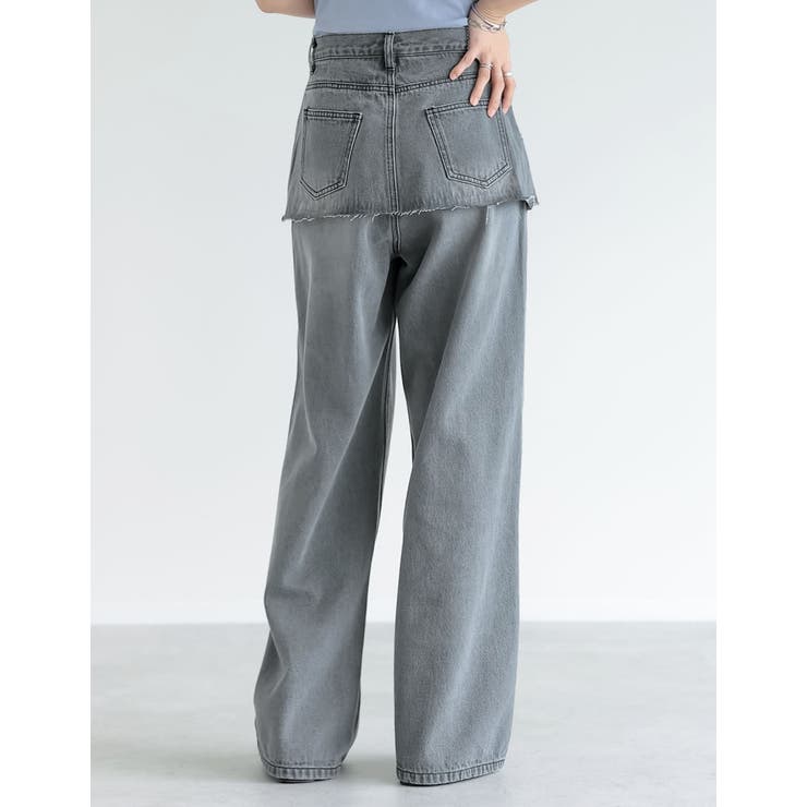 [低身長/高身長サイズ有]コットンデニムスカートレイヤードライクパンツ | Re:EDIT | 詳細画像29 