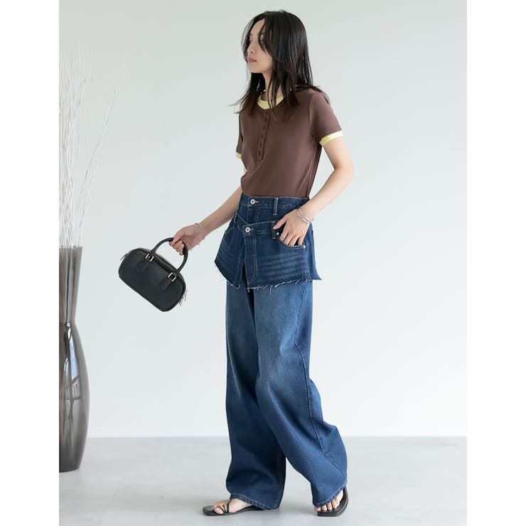 [低身長/高身長サイズ有]コットンデニムスカートレイヤードライクパンツ | Re:EDIT | 詳細画像31 