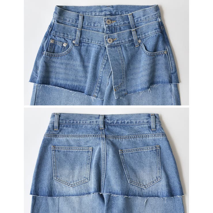 [低身長/高身長サイズ有]コットンデニムスカートレイヤードライクパンツ | Re:EDIT | 詳細画像33 