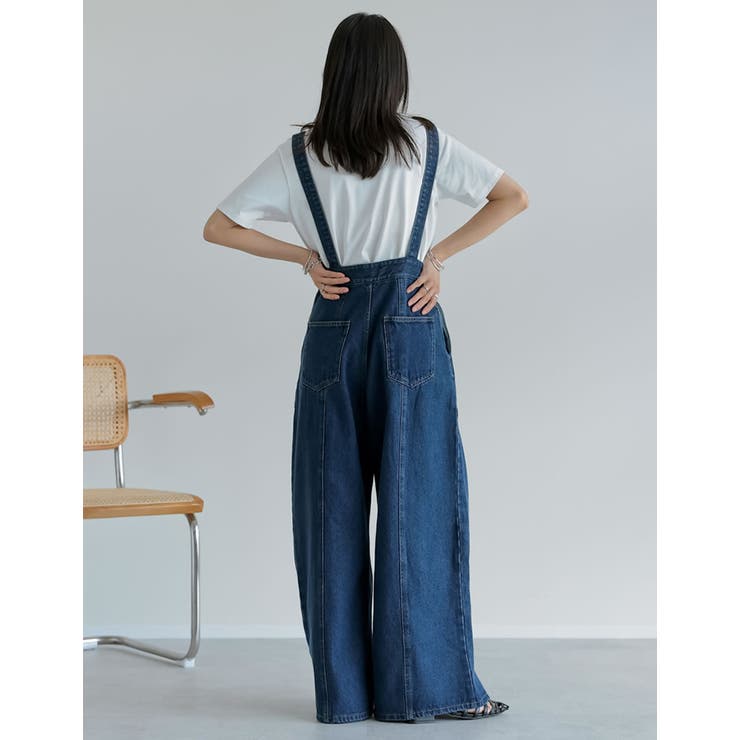 サスペンダー付きデニムパンツ　カイタックインターナショナル ワイドサスペンダー カーゴデニムパンツ（デニムパンツ）｜Loose