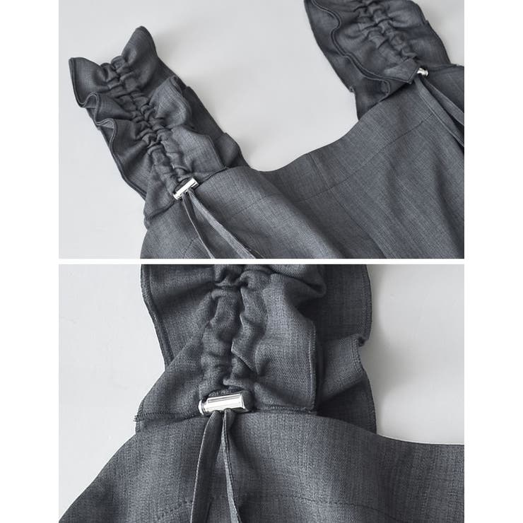 [低身長/高身長サイズ有]リネンライクショルダーギャザーサロペット | Re:EDIT | 詳細画像28 