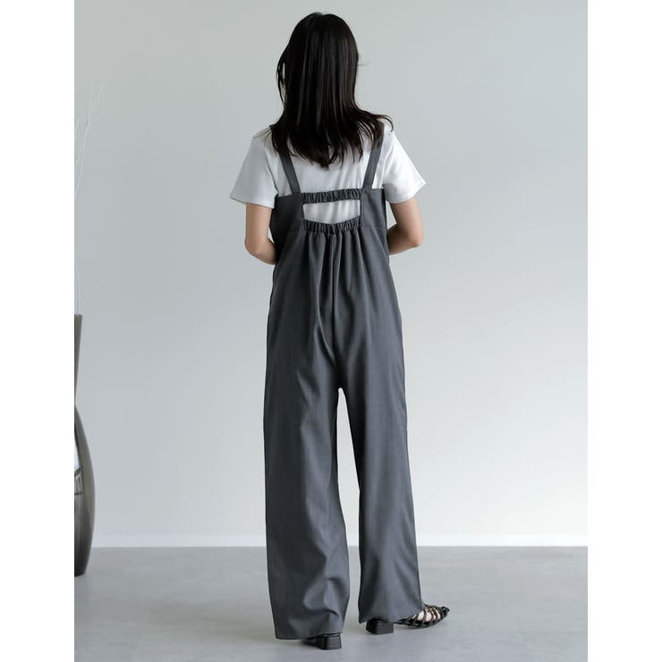 DOUBLE RL ダークグレー サロペット ステッチデザインワイドサロペット（サロペット/オーバーオール