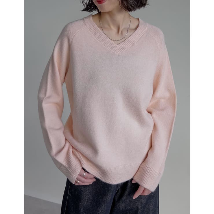 ライトピンク(507) | [2025AW COLLECTION]アルパカタッチVネックニットプルオーバー | Re:EDIT