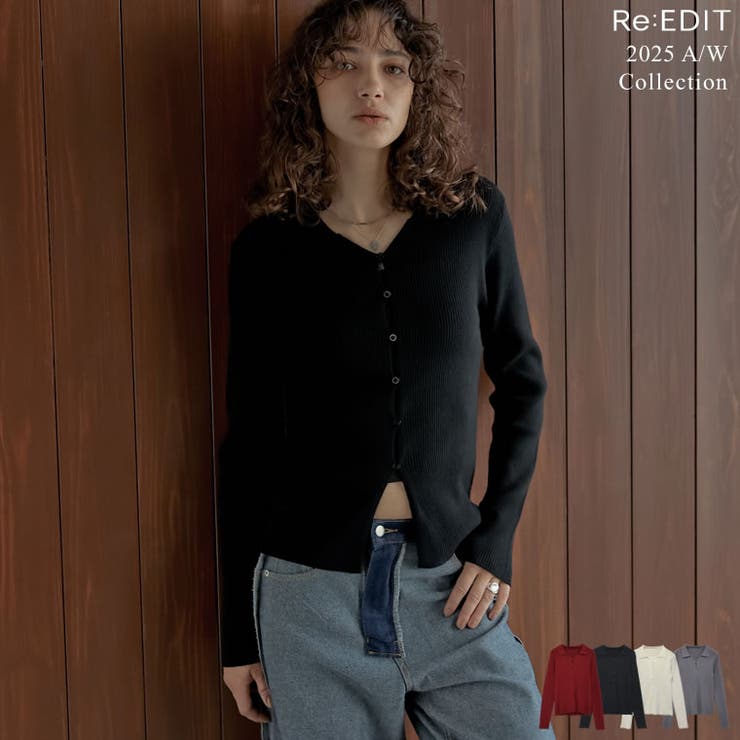 [2025AW COLLECTION]ポロカラーニットトップス | Re:EDIT | 詳細画像1 