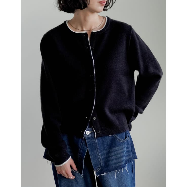 [2025AW COLLECTION]配色アルパカタッチニットカーディガン | Re:EDIT | 詳細画像7 