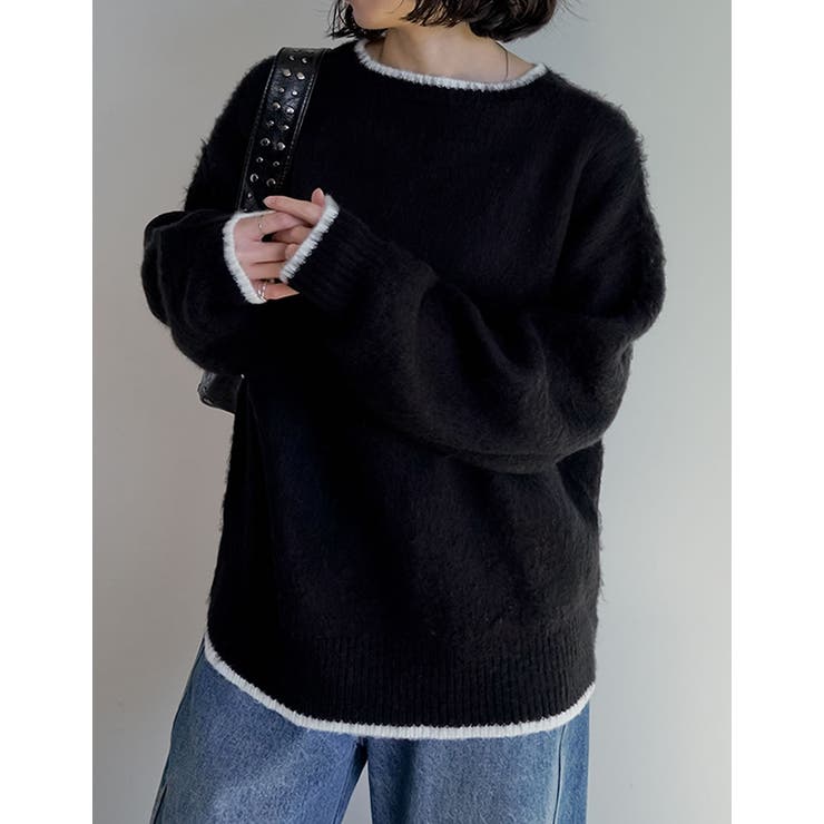 [2025AW COLLECTION]配色モヘアライクシャギーニットトップス | Re:EDIT | 詳細画像3 