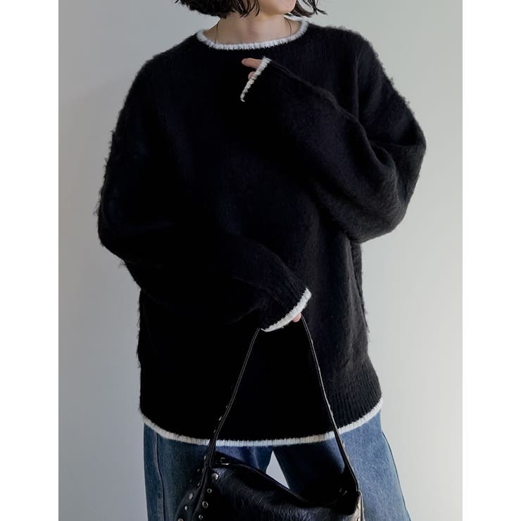 [2025AW COLLECTION]配色モヘアライクシャギーニットトップス | Re:EDIT | 詳細画像10 