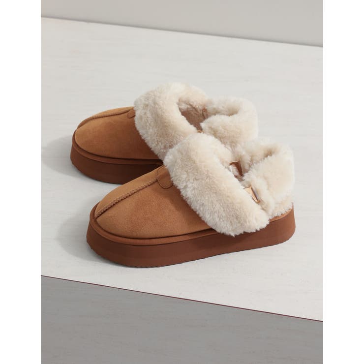 キャメル(704) | [大きいサイズ有]ステッチムートン厚底ショートブーツ | Re:EDIT