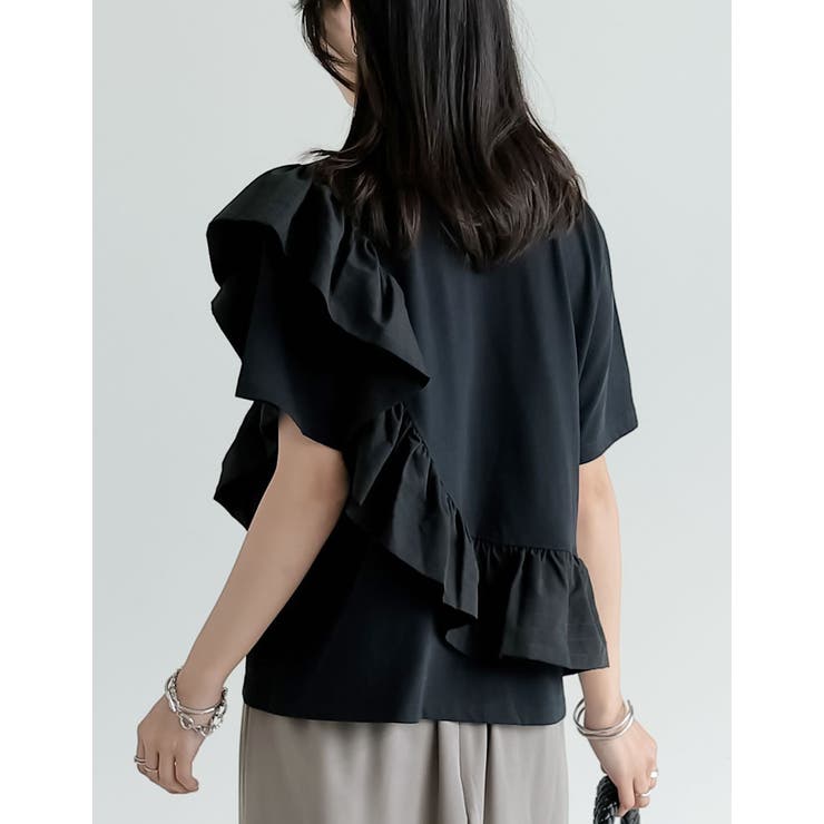 [接触冷感][UVカット]異素材フリルドッキングTシャツ | Re:EDIT | 詳細画像22 