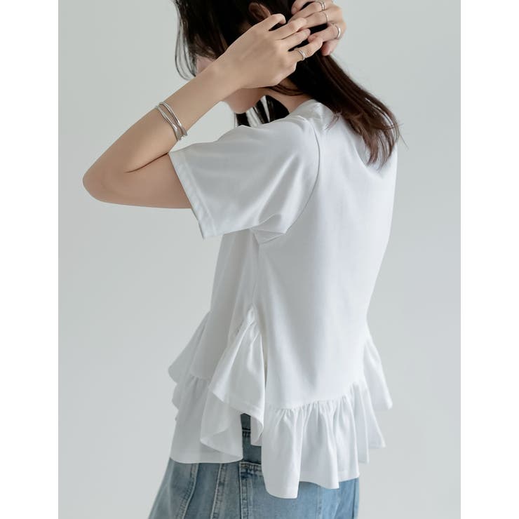 [接触冷感][UVカット]コットン天竺フリルヘムTシャツ | Re:EDIT | 詳細画像11 