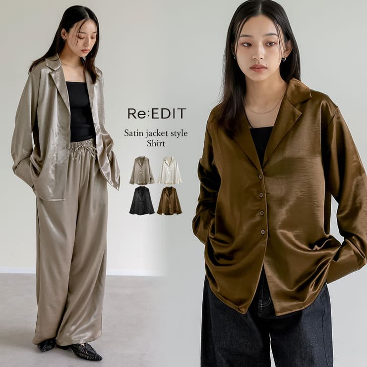 サテンジャケット風シャツ | Re:EDIT | 詳細画像1 