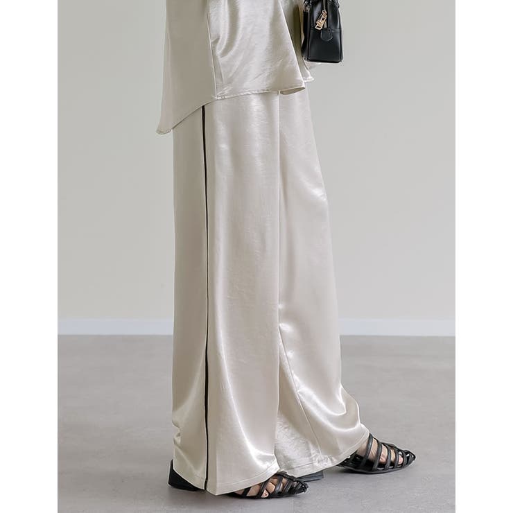 サテンサイドラインドロストパンツ | Re:EDIT | 詳細画像12 