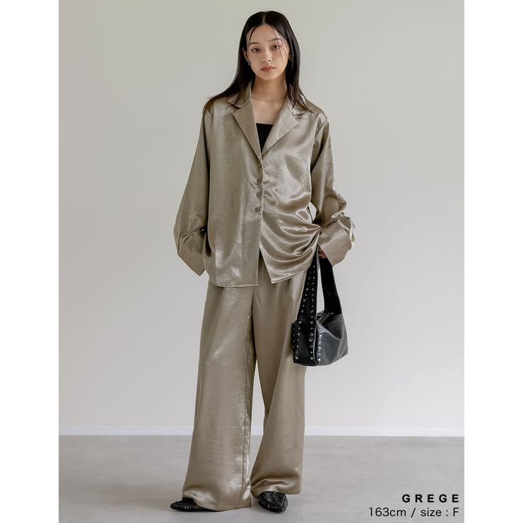 サテンサイドラインドロストパンツ | Re:EDIT | 詳細画像14 