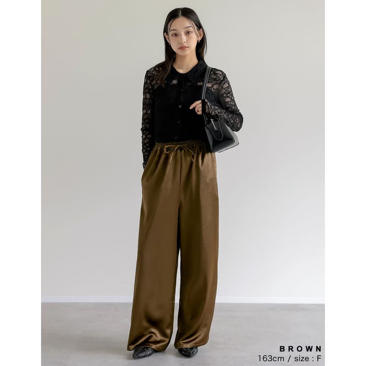 サテンサイドラインドロストパンツ | Re:EDIT | 詳細画像16 