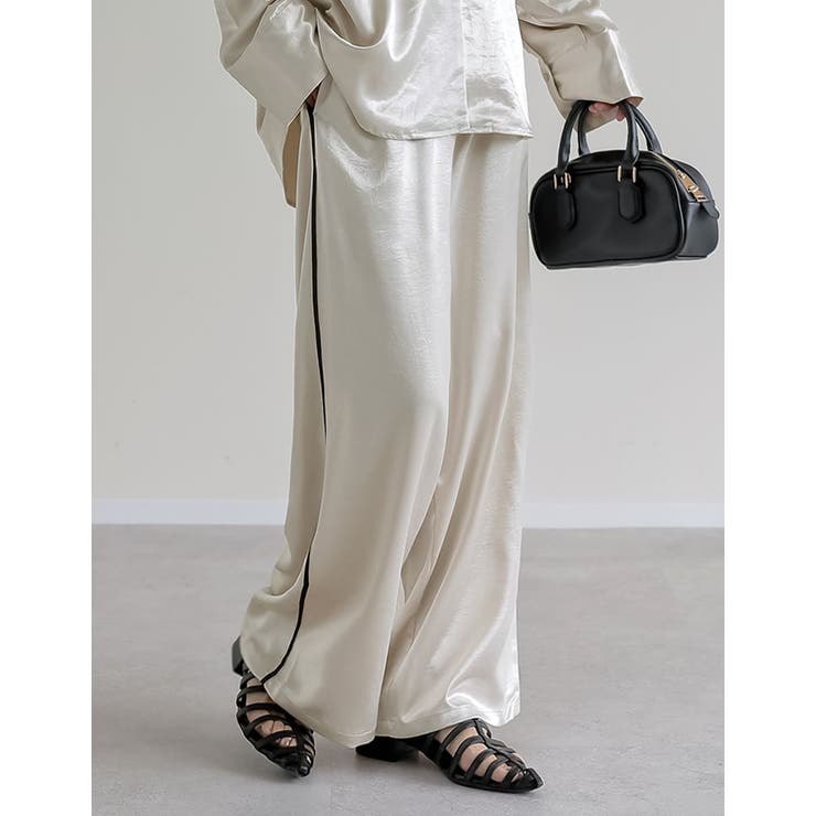 サテンサイドラインドロストパンツ | Re:EDIT | 詳細画像3 