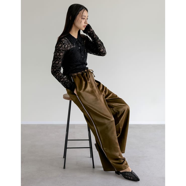 サテンサイドラインドロストパンツ | Re:EDIT | 詳細画像21 