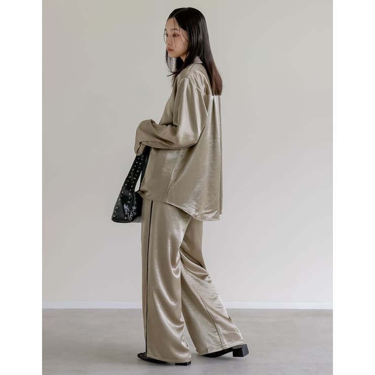 サテンサイドラインドロストパンツ | Re:EDIT | 詳細画像23 