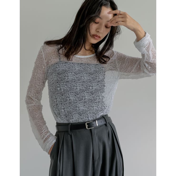 ホワイト(502) | ストレッチシアーレーストップス | Re:EDIT