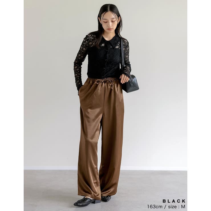 ストレッチレースポロカラー前開きトップス | Re:EDIT | 詳細画像6 