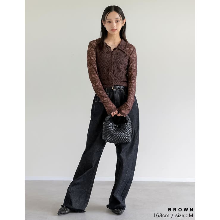 ストレッチレースポロカラー前開きトップス | Re:EDIT | 詳細画像21 