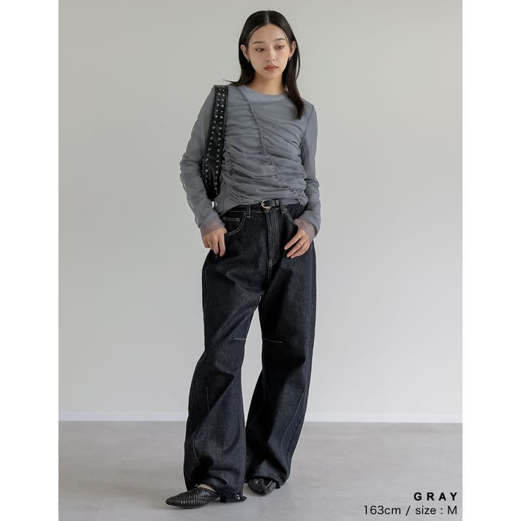 リブ×チュール長袖レイヤードトップス | Re:EDIT | 詳細画像14