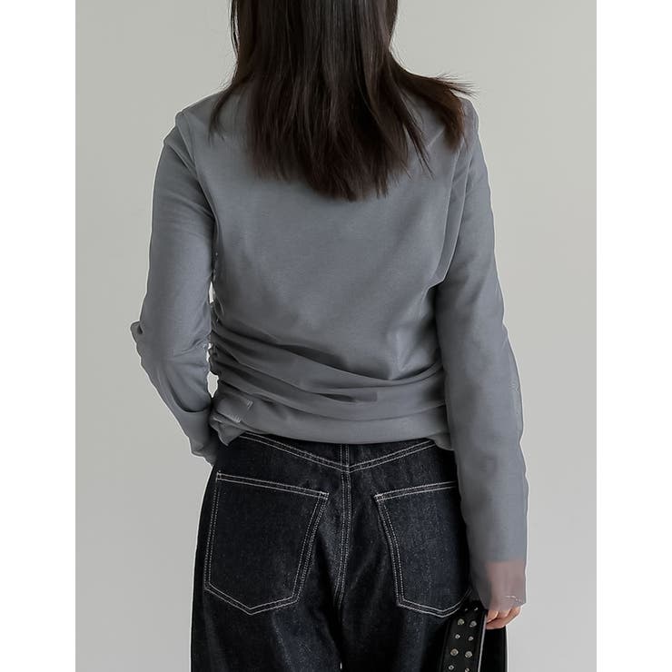 リブ×チュール長袖レイヤードトップス | Re:EDIT | 詳細画像16