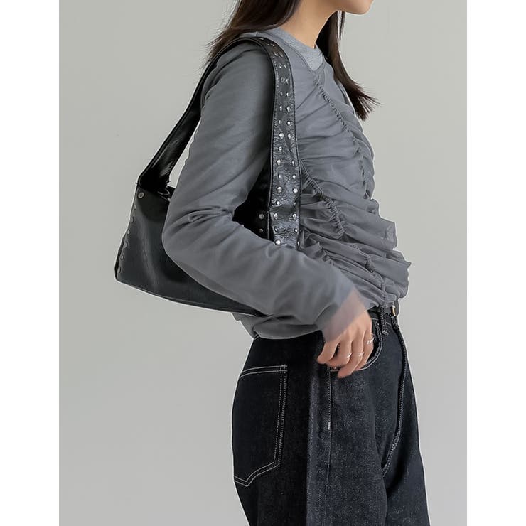 リブ×チュール長袖レイヤードトップス | Re:EDIT | 詳細画像17