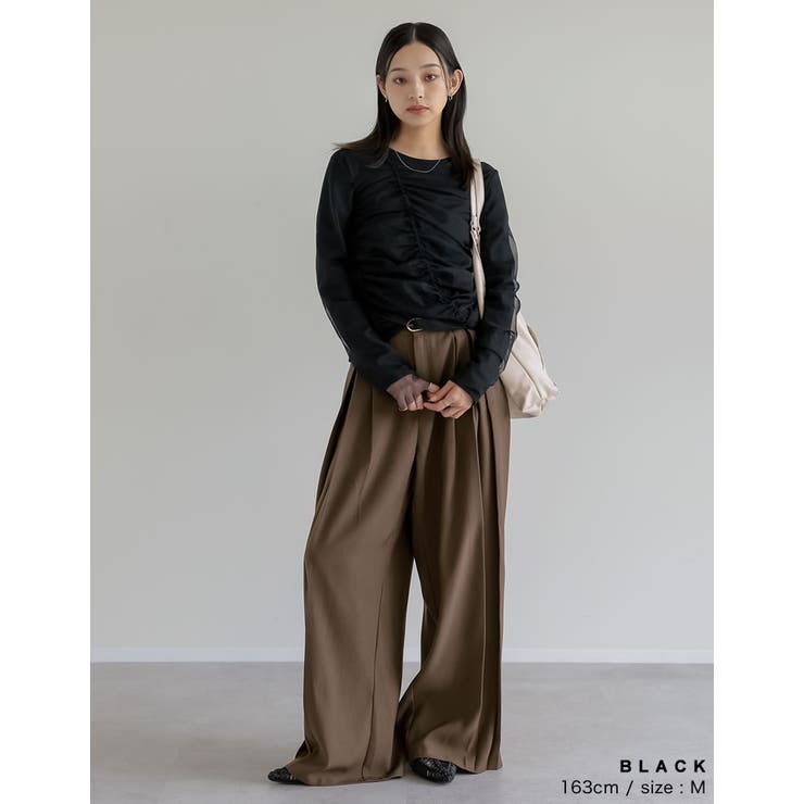 リブ×チュール長袖レイヤードトップス | Re:EDIT | 詳細画像6