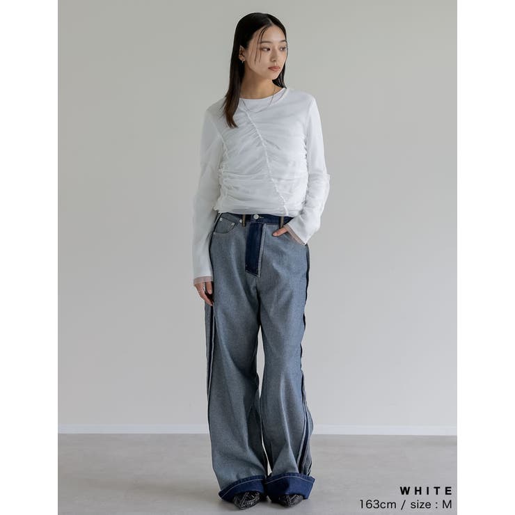 リブ×チュール長袖レイヤードトップス | Re:EDIT | 詳細画像10