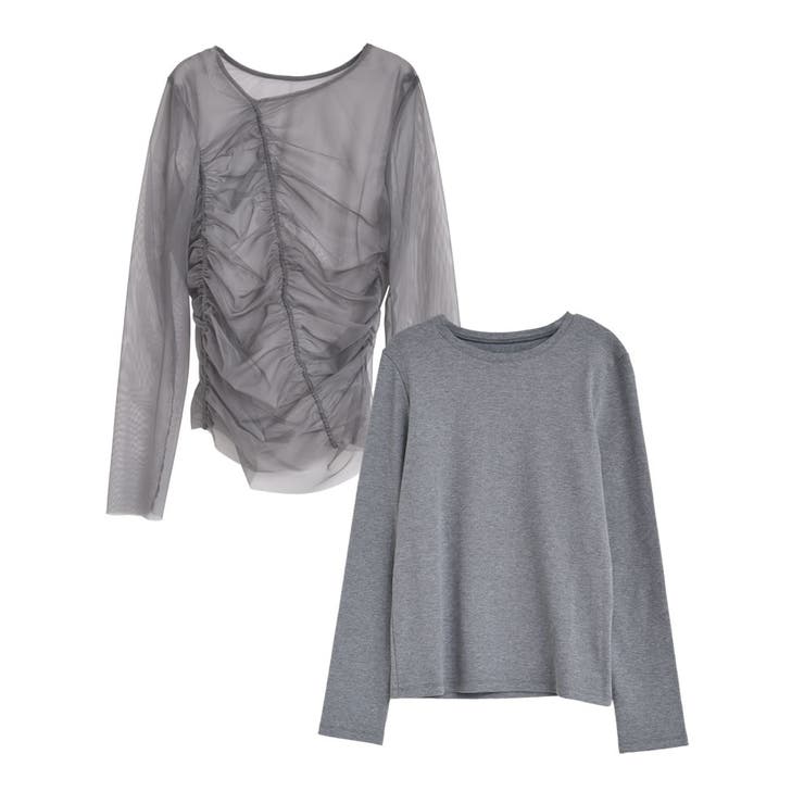 リブ×チュール長袖レイヤードトップス | Re:EDIT | 詳細画像21