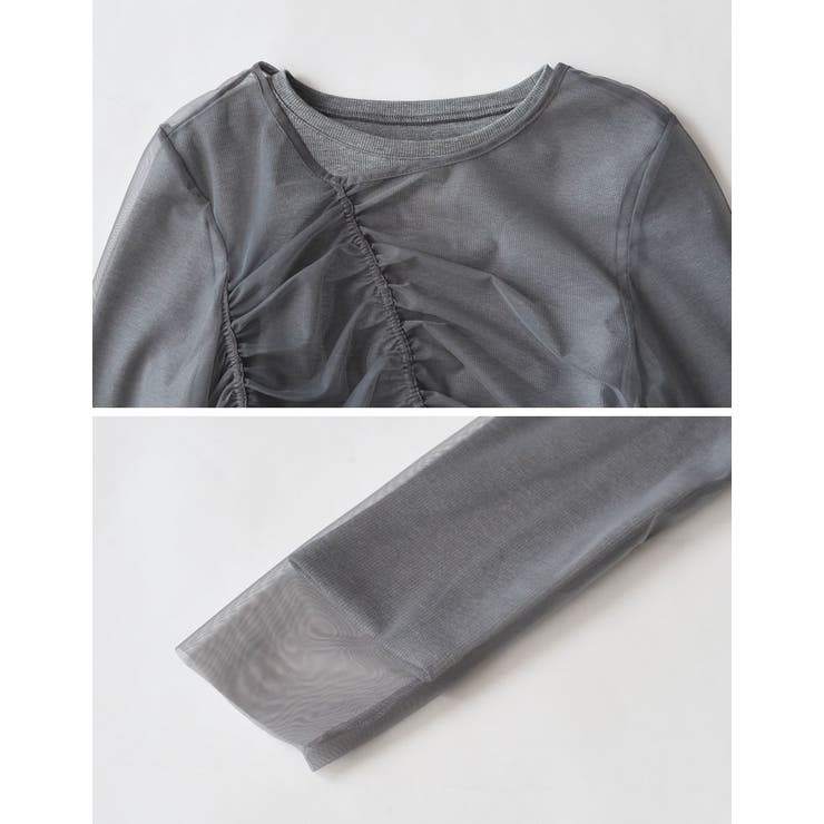 リブ×チュール長袖レイヤードトップス | Re:EDIT | 詳細画像22