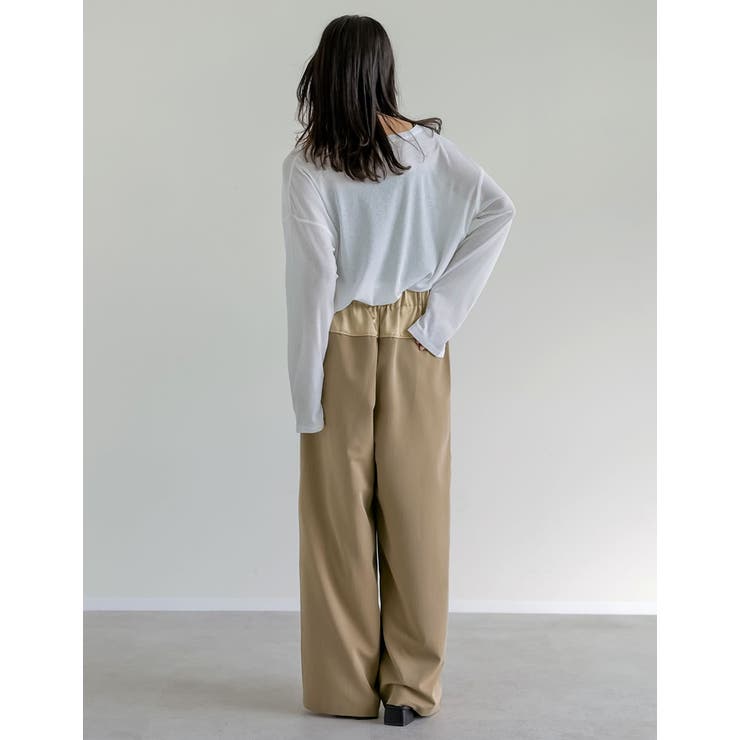 ツイル×ヴィンテージライクサテン切り替えドロストパンツ | Re:EDIT | 詳細画像16 