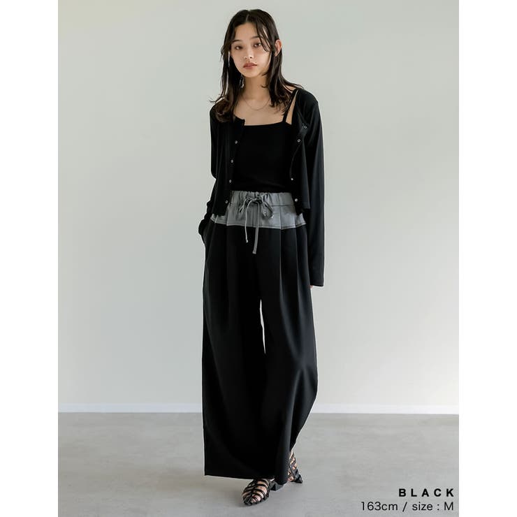 ツイル×ヴィンテージライクサテン切り替えドロストパンツ | Re:EDIT | 詳細画像6 