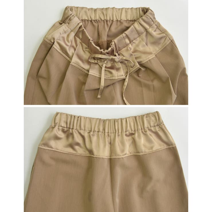 ツイル×ヴィンテージライクサテン切り替えドロストパンツ | Re:EDIT | 詳細画像20 