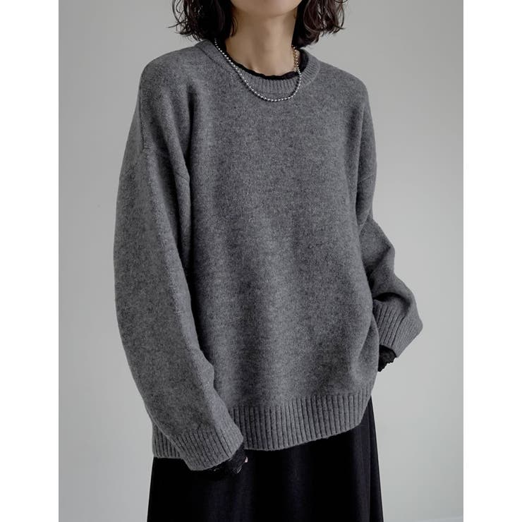 グレー(503) | モヘアタッチニットクルーネックトップス | Re:EDIT
