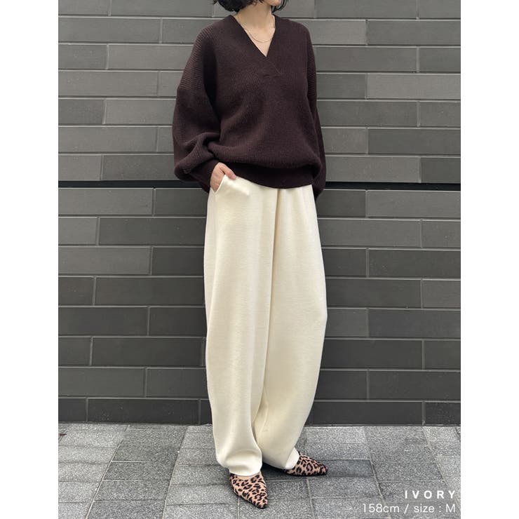 [低身長/高身長サイズ有]ニットバレルレッグカーブパンツ | Re:EDIT | 詳細画像14 