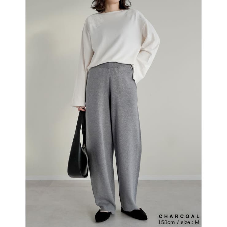 [低身長/高身長サイズ有]ニットバレルレッグカーブパンツ | Re:EDIT | 詳細画像16 