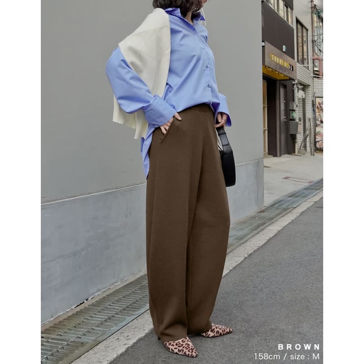 [低身長/高身長サイズ有]ニットバレルレッグカーブパンツ | Re:EDIT | 詳細画像17 