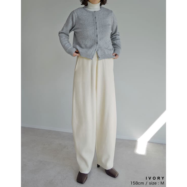 新色追加][低身長/高身長サイズ有]ニットバレルレッグカーブパンツ
