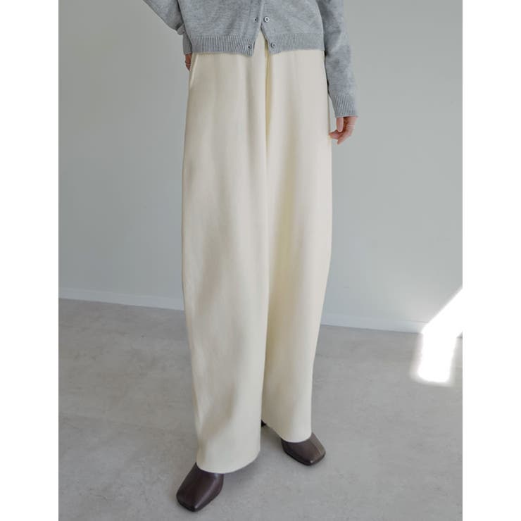 [低身長/高身長サイズ有]ニットバレルレッグカーブパンツ | Re:EDIT | 詳細画像3 