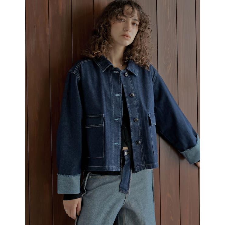 インディゴ(711) | [2025AW COLLECTION]デニムショートカバーオール | Re:EDIT