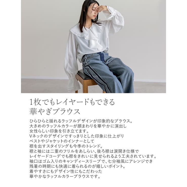 シアーエアリーラッフルカラーブラウス | Re:EDIT | 詳細画像7 