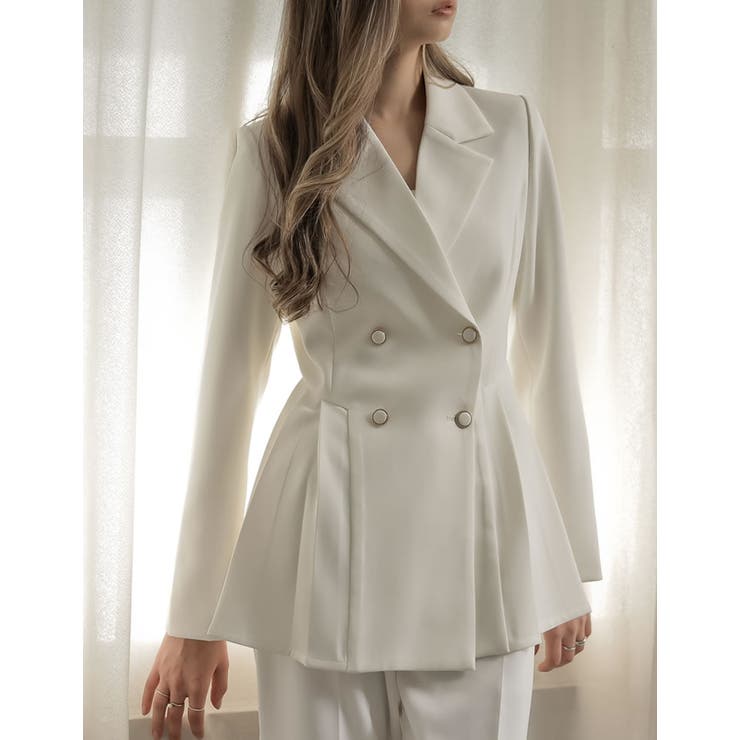 ホワイト(502) | ダブルボタンタックプリーツテーラージャケット | Re:EDIT