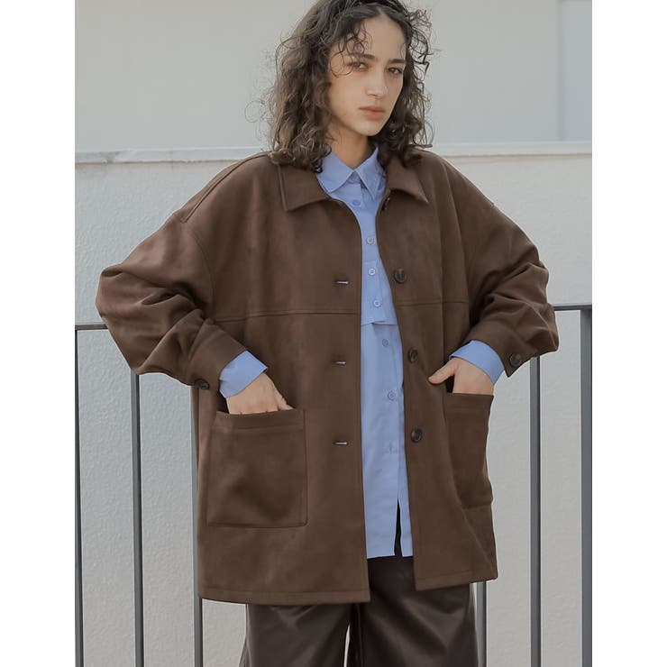 ブラウン(505) | [2025AW COLLECTION]フェイクスウェードシャツジャケット | Re:EDIT